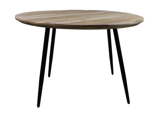 Ronde eettafel Bern -  120x120x76 - Naturel/zwart - Mangohout/ijzer