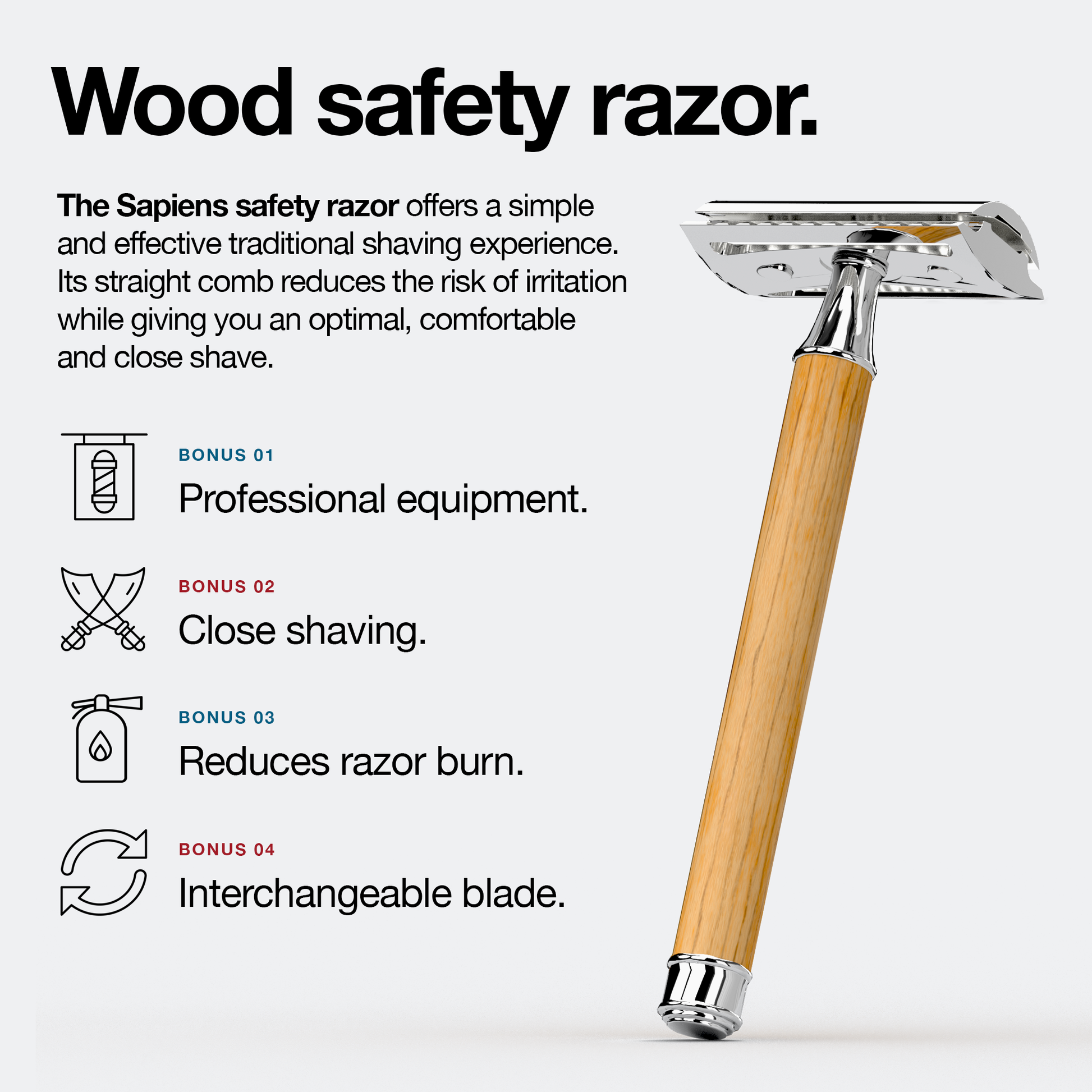 Sapiens Veiligheidsscheermes safety razor Wood edition info