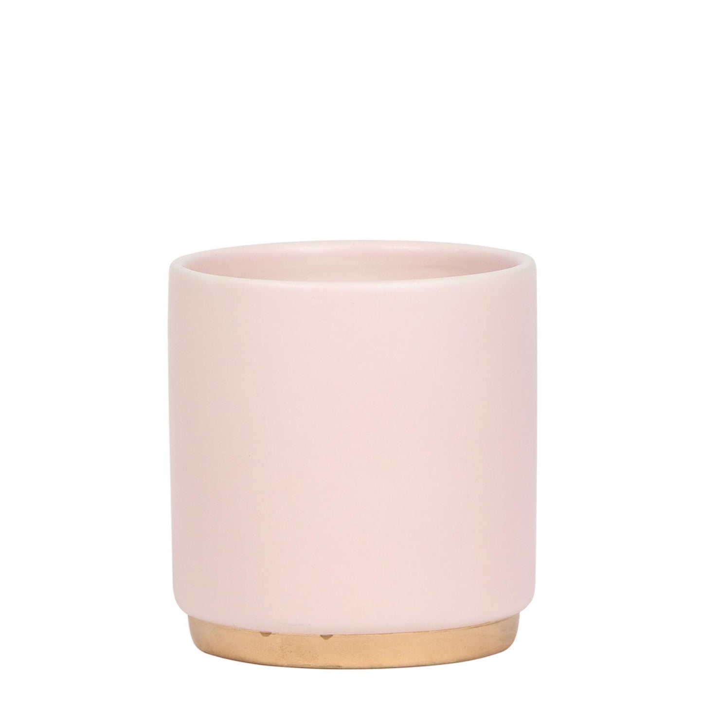 Kolibri Home | Gold foot pink bloempot - Roze keramieken sierpot met gouden rand Ø9cm