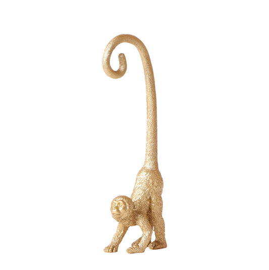 Kolibri Home | Ornament - Gouden Monkey long tail decoratie beeld