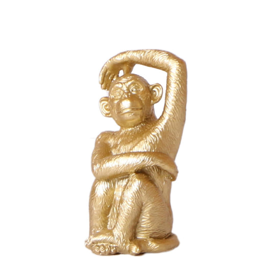 Kolibri Home | Ornament - Decoratie beeld Sitting Monkey goud