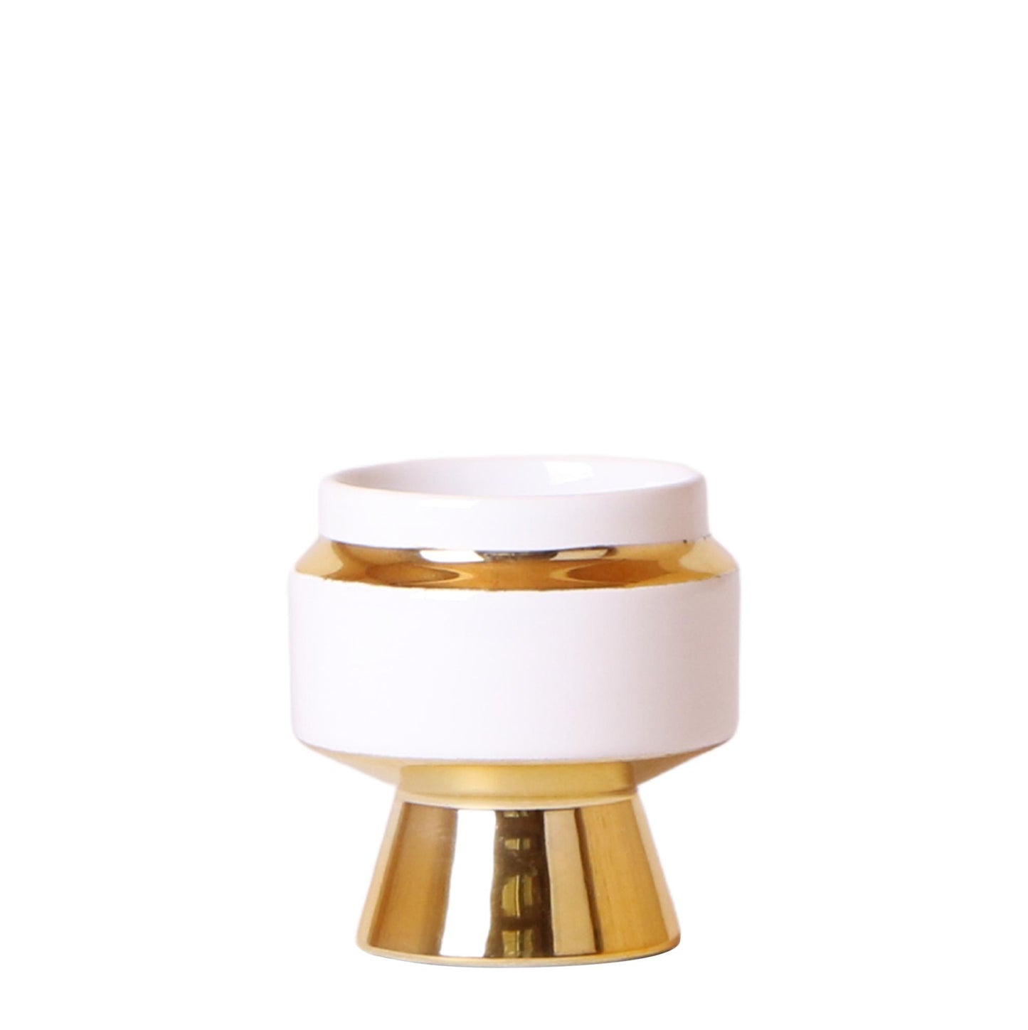 Kolibri Home | Le Chic bloempot - Witte keramieken sierpot met gouden details - potmaat Ø6cm