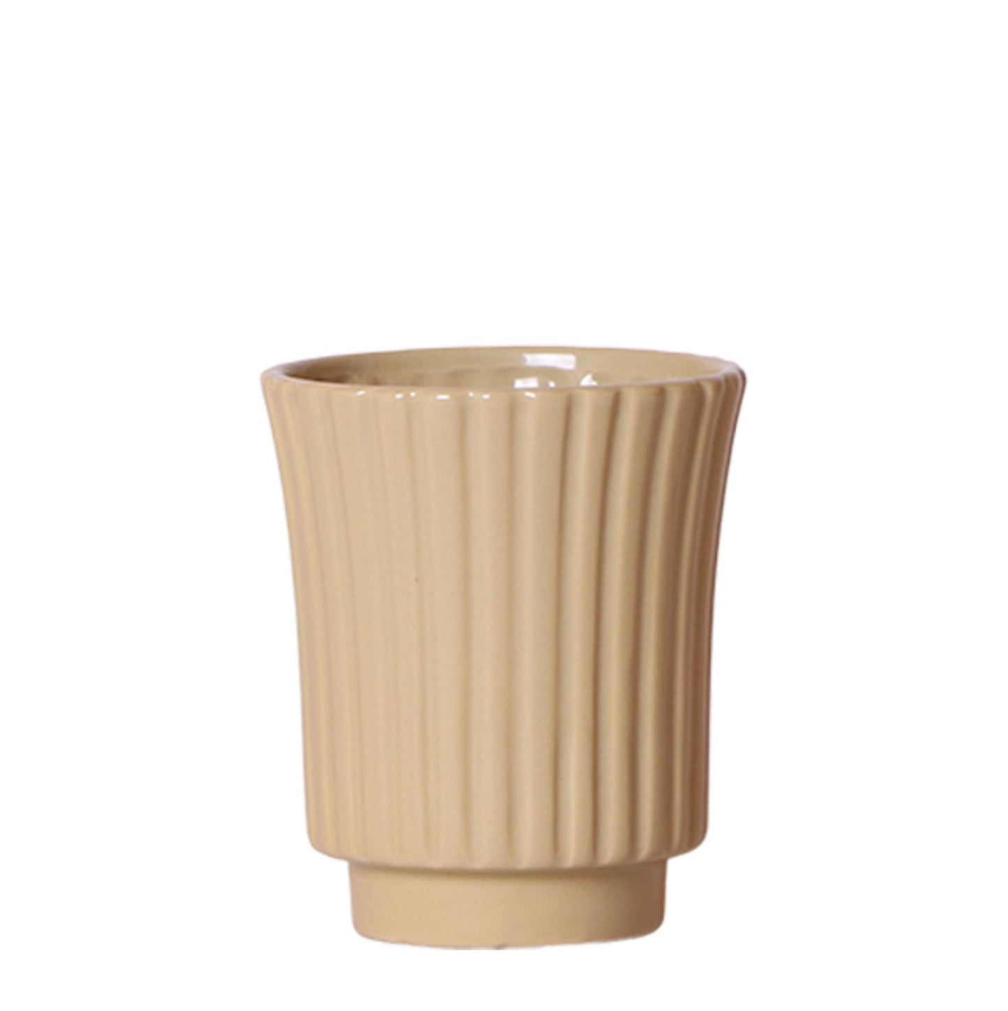 Kolibri Home | Retro khaki bloempot - khaki kleurige keramieken sierpot Ø9cm