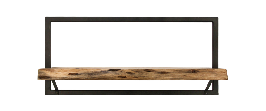 Wandplank Levels Live Edge - 70x32 cm - acacia/ijzer